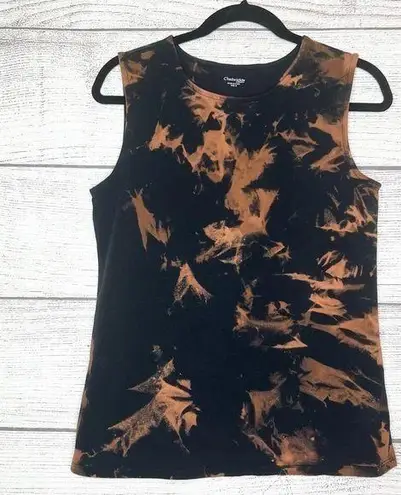 Hand Dyed Black Bleach Tie Dye Tank Top Size Medium