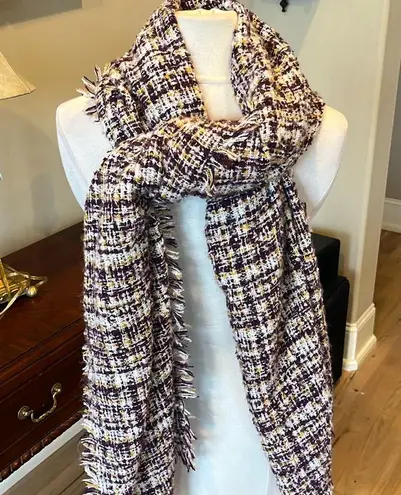 Comfy Stylish Tweed Scarf in Purple and Gold