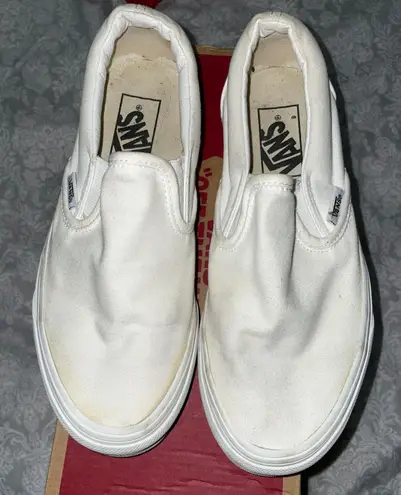 Vans White Slip-ons