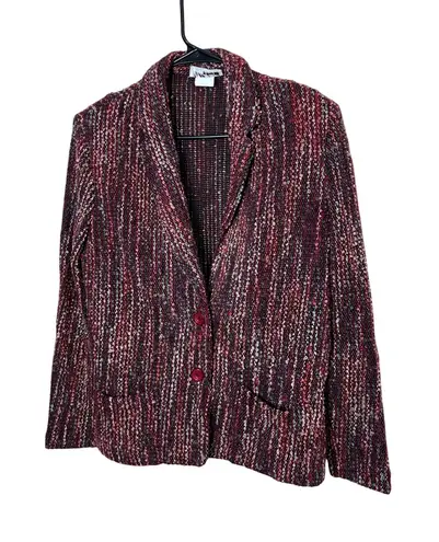 Vintage Winks by Sandy Waks Women's Blazer Jacket Knit Red Multicolor Size L