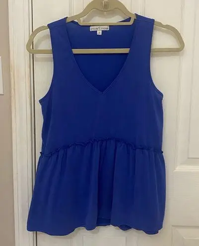 Moa Moa V-Neck Swing Tank Top with Ruffle Detail