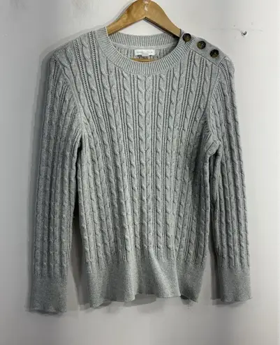 Charter Club Womans Long Sleeve Pullover Sweater Medium Silver Sparkly Mock Neck