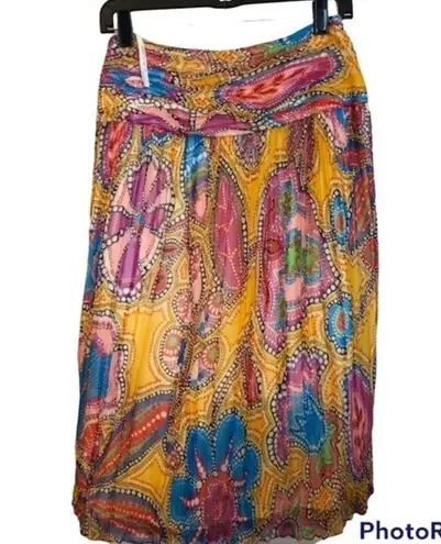 Lafayette 148 NEW YORK PINK BRIGHT MULTI COLORED MIDI LONG SKIRT 4