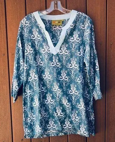 ROCK FLOWER PAPER tunic / beach cover up, size M/L Blue