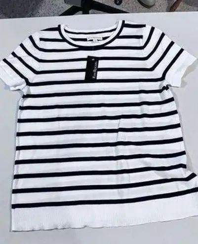 kim rogers  Women's Short Sleeve Striped Sweater Black & White Size S NWT