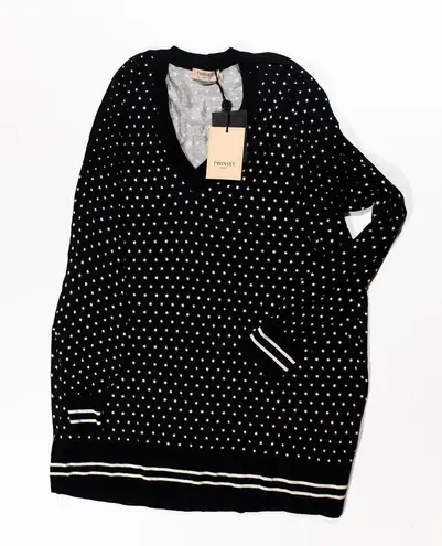 twinset NEW Star Print Pattern V Neck Jewel Crystal Embellished Knit Sweater LG