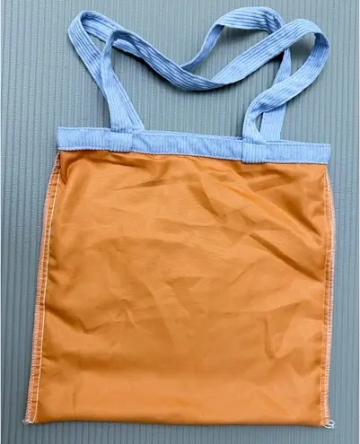 Light Blue Tote Bag with 'Hello!' Embroidery Gray