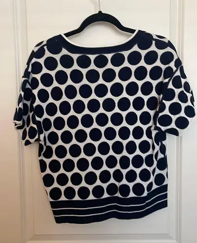 CAbi Navy And White Polka Dot Top