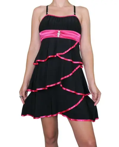 Taboo Vintage 90s Black & Pink Ruffle Dress