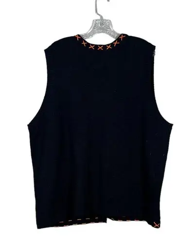 Vintage 80s Oversized Pumpkin Fall Halloween Sweater Vest Size 3X