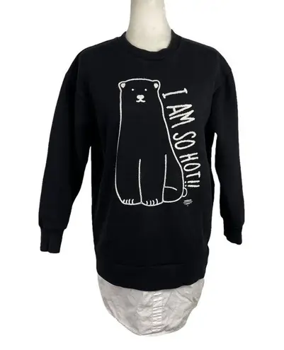 Chocoolate Black Bear Embroidered Pullover Sweatshirt with Poplin Hem Size XS