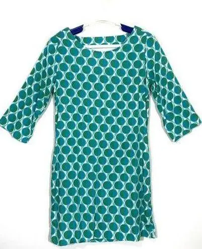 Escapada Living Turquoise Mod Groovy Geo Dress 3/4 Sleeves Back Cutout Size XS