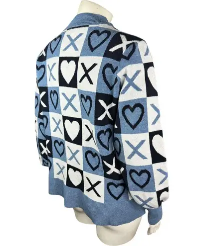 Studio Park X Courtney Khondabi Heart Sweater Blue Small Valentine Winter