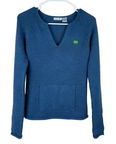 Energie Vintage Y2K Acrylic Stretch Knitted Sweater Womens Size M Blue Pocket