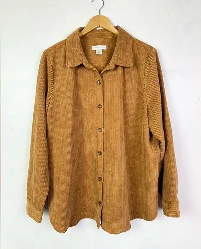 Christopher & Banks Dark Caramel Corduroy Button Up Shacket size XL