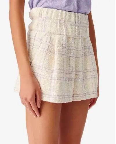 IRO Paris Oline Tweed Boucle Pullon Shorts Lined Ecru & Lavender XS FR34 US2 NWT