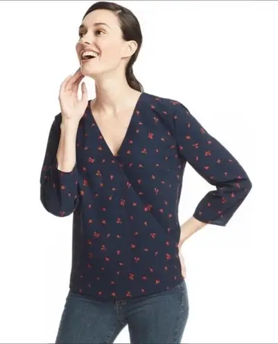 Draper James Purple Hampton Wrap 3/4 Sleeve Top 8