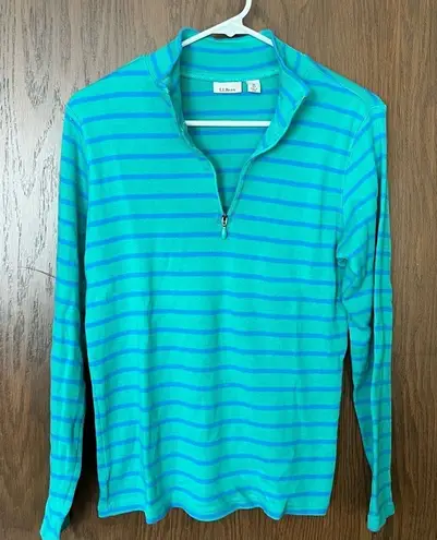 L.L. Bean Women's Small Green & Blue Multi Long Sleeves Mock High Neck Pullover Size M
