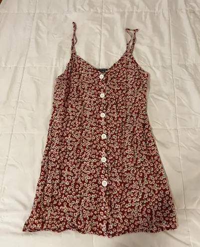 SheIn red ditsy floral dress 