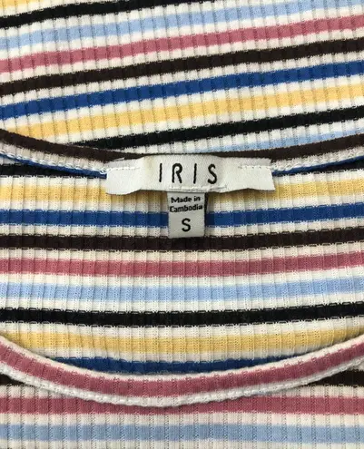 Iris Pink Striped Lettuce Trim Top ⁣