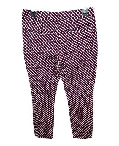 Boden Hampshire Red Geometric Print Ponte Knit Ankle Crop Pants Teacher Spring Size 8