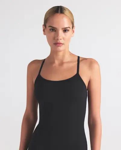 SKIMS Cotton Rib Long Cami Dress in Soot, Size X-Small