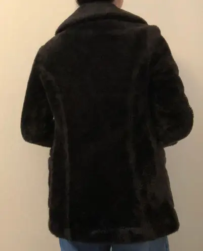 vintage sear’s brown/black fur pea coat Black