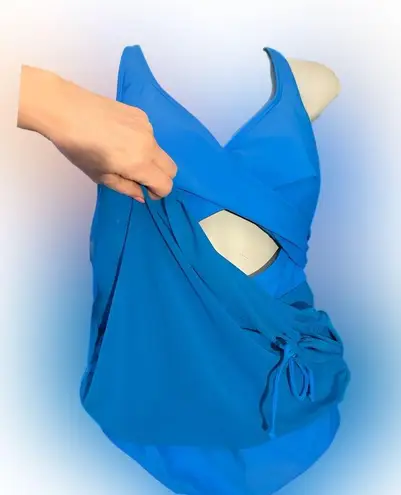 NWT B2prity Blue Women’s Mesh OnePiece Swimdress Tummy Control VNeck swimSuit Size L