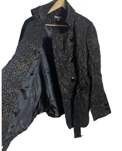 Roz & Ali Black Jacquard Belted Military Jacket Size XL