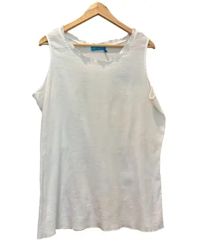 Fresh Produce Tank Sleeveless Cotton Blouse White Ruffle Size XXL