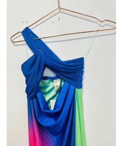 NWT BAOBAB Multicolor Ombre One Shoulder Front Cutout Eliza Maxi Dress Size S