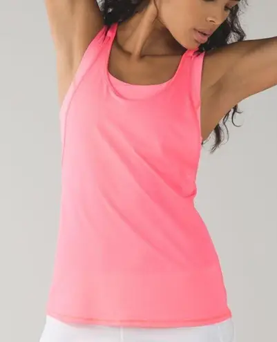 Lululemon  All Sport Support Tank neon Flash Light built in bra coral layered