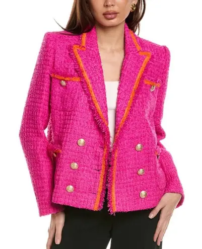 L'Agence Alectra Pink Textured Fringe Jacket - Size 4 (New)