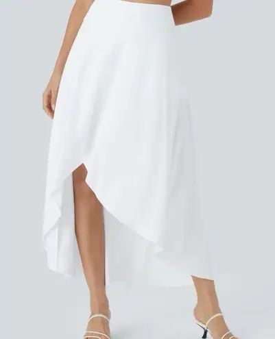 Halara 028HO.- High Waisted High Low Ruffle 2-in-1 Flowy Quick Dry Casual Maxi Skirt