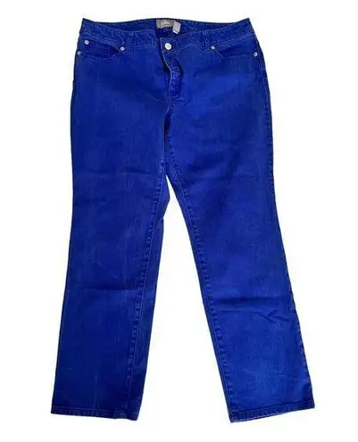 Chico's  So Slimming Pintuck 30" Short Blue Grotto Straight Jeans Size 3 Short