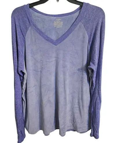 Cuddl Duds Climate Right Womens Purple Long Sleeve Top Fuzzy Plush Sz L (14-16)