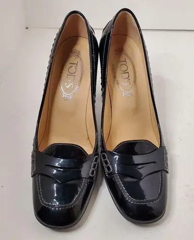 Tod's  Black Patent Leather 'Jodie' Penny Loafer Pumps 8