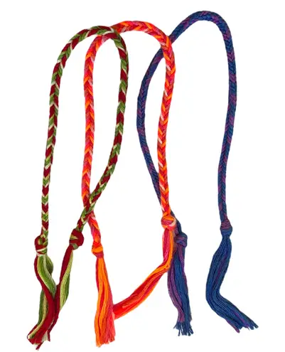 Friendship Bracelets Set Of 3 Handmade Blue Purple Neon Orange Red