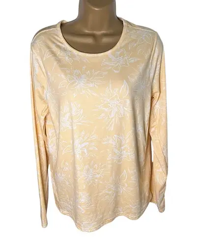 Hang Ten Sunray Long Sleeve Sun Shirt UPF 50+ Stretch Floral Yellow L