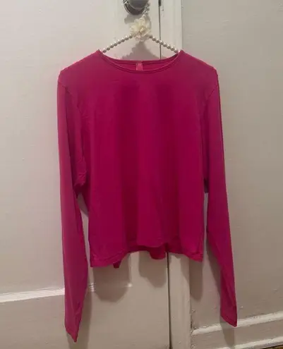 SKIMS Size 2X Cropped Long Sleeve T-Shirt Top AP-LGS-1370 Raspberry Shirt NWT