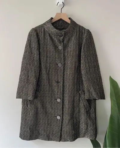 Badgley Mischka Crinkle Texture Jacket High Mock neck 3/4 sleeve shimmer pockets