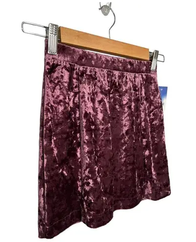 Abound New Nordstrom  Crushed Velvet Velour Mini Retro 90s Y2K Skirt Burgundy XXS