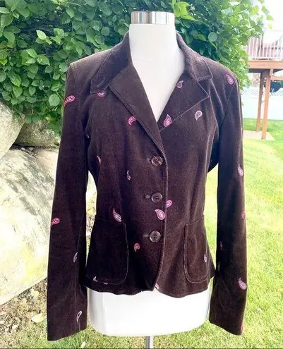 ITW By Claude Brown Corduroy Paisley Blazer Size 4