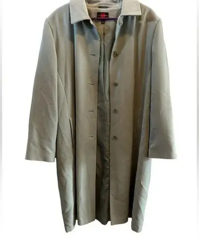 Gallery  Women's XLarge Trench Coat Beige Green,‎ button down