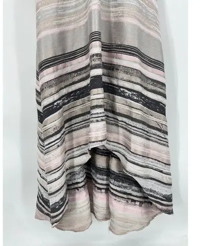 Badgley Mischka Neutral Black Striped Sleeveless V-Neck Hi-Low Gown Size 2