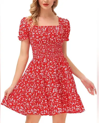 Red and White Casual Dress Size M