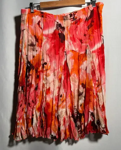 Chiffon Floral Skirt L Flowy Orange Red Pull On Fairy Boho Bright Romantic Y2K Size L