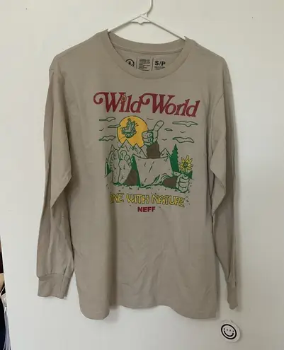 Neff Wild World Tan Beige One with Nature Women’s Long Sleeve Size Small New