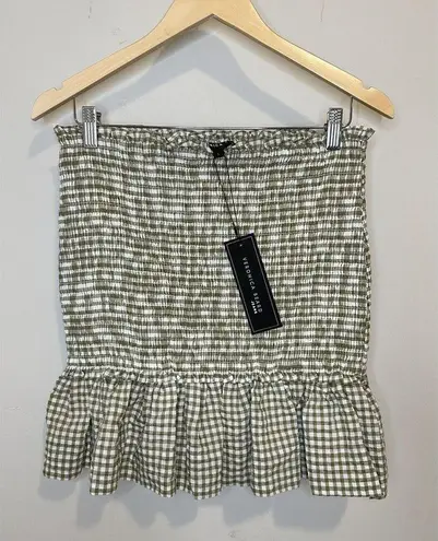 Veronica Beard NWT Jeans Aloya Smocked Cotton Blend Miniskirt Sz Large Gingham