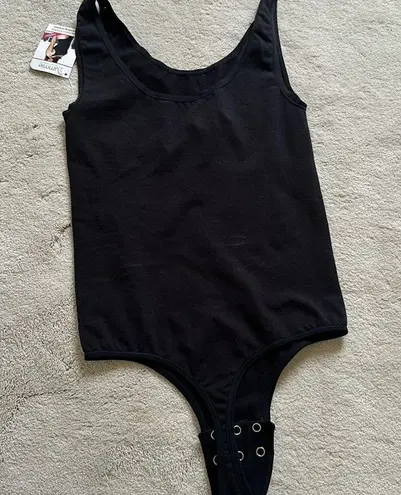 Yummie Black Ruby Scoop Neck Compression Thong Bodysuit NWT Size S/M